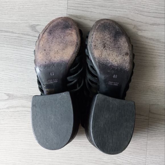Marsell × Eckhaus Latta Suede Strappy Block Chunky Heel Sandals Black 40EU - Picture 11 of 16